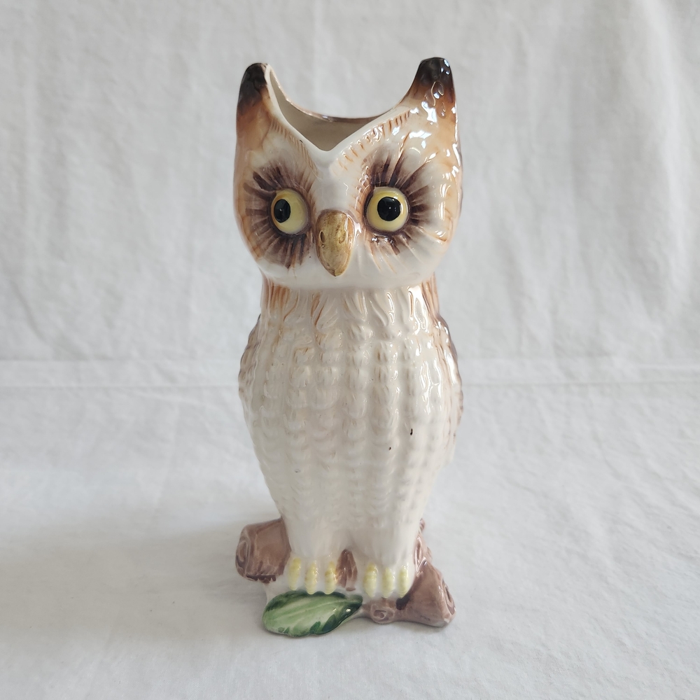 Vintage Figural Horned Owl Pitcher